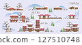 Korean style building city in winter design over pattern background vector illustration 127510748