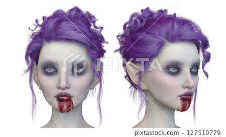女吸血鬼臉部特寫 女吸血鬼臉部特寫 127510779
