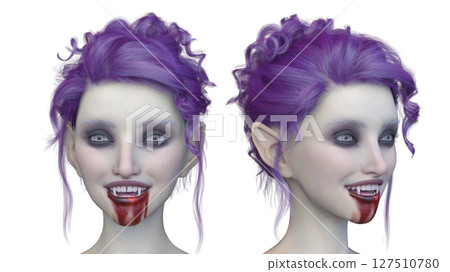 女吸血鬼臉部特寫 女吸血鬼臉部特寫 127510780
