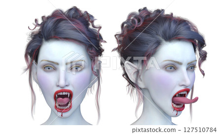 女吸血鬼臉部特寫 127510784