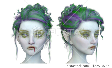 Female vampire face close up 127510786