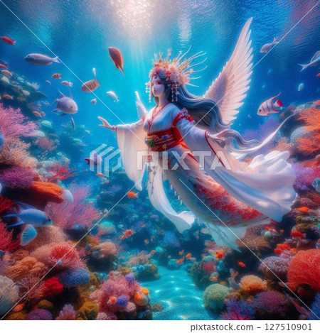 Princess Otohime of Ryugu-jo Palace dancing in the blue sea③ 127510901