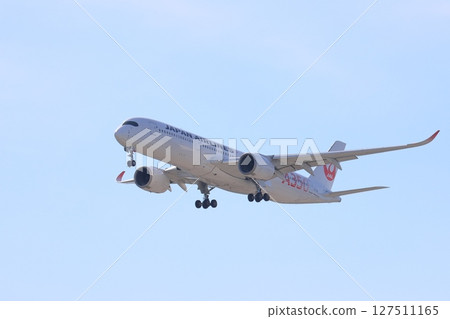 Passenger plane landing at Haneda Airport, airplane landing approach Passenger plane landing at Haneda Airport, airplane landing approach 127511165