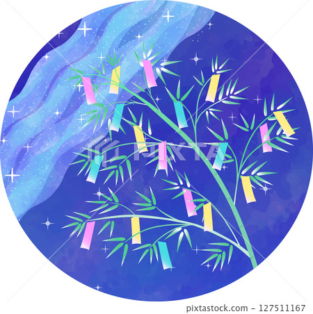 七夕夜空與紙條插畫 127511167