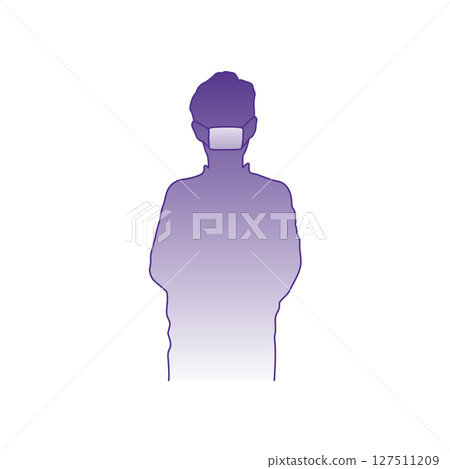 一位戴著面具的老人的輪廓插圖集 127511209