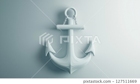 Flat lay anchor metal ship equipment in travel water transportation 127511669