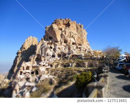 Türkiye, Cappadocia, Uchisar Castle, Diorama style Türkiye, Cappadocia, Uchisar Castle, Diorama style 127511681