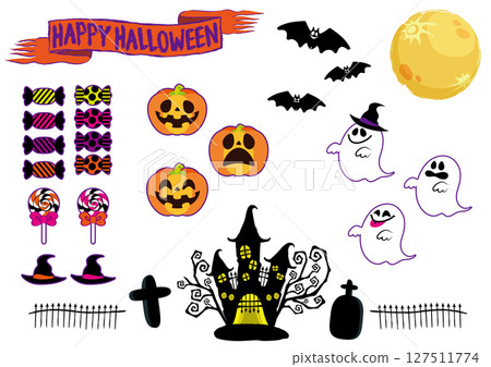 Cute illustration set with Halloween motif 127511774