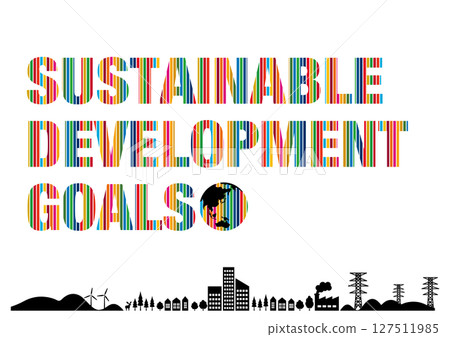 17-color logo and cityscape background inspired by SDGs 127511985