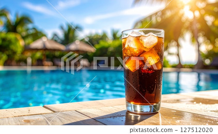 Cool summer refreshment with iced tea, juice, or a refreshing cocktail in a glass Cool summer refreshment with iced tea, juice, or a refreshing cocktail in a glass 127512020