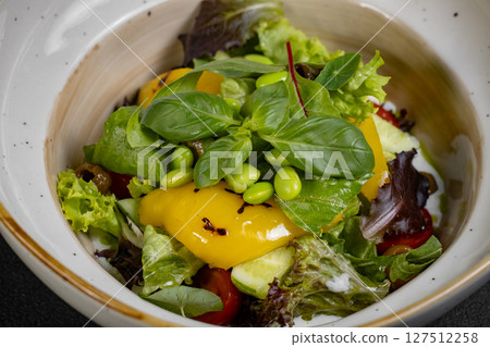 Fresh vegetable salad. Healthy food. Healthy eating concept. Top view close up  127512258