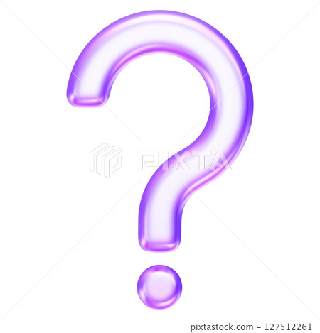 Question mark icon in purple glass style, symbolizing help, FAQ, support query, inquiry, 3d rendering 127512261