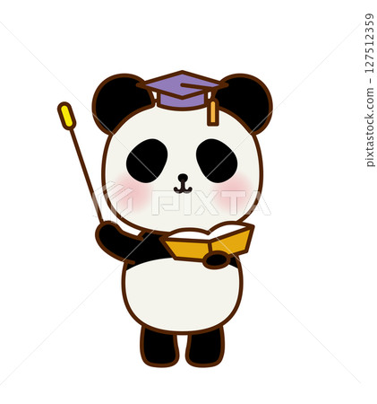 戴著博士帽的熊貓老師的可愛插圖 127512359