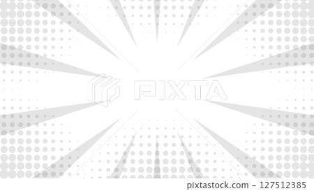 abstract grey sunburst on white background with comic dots pattern decoration  127512385