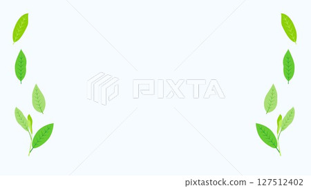Fresh green simple leaf frame background illustration Tea leaves Young leaves Left and right vertical pattern Fresh green simple leaf frame background illustration Tea leaves Young leaves Left and right vertical pattern 127512402