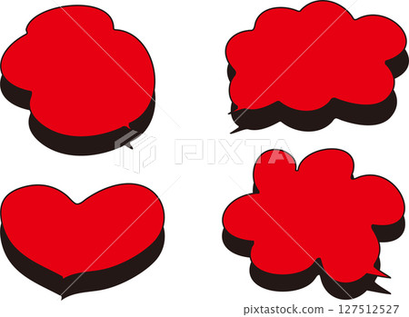 一組四個帶有紅色背景黑色陰影的語音泡泡 一組四個帶有紅色背景黑色陰影的語音泡泡 127512527