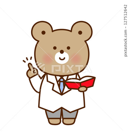 一隻穿著白大褂的熊指著的插圖(向量圖) 一隻穿著白大褂的熊指著的插圖(向量圖) 127512642