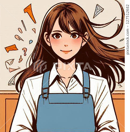 笑容燦爛的日本年輕女性插畫！ 10多歲、20多歲、30多歲、40多歲的年輕一代！打工AIOL 127512682