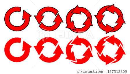 Circular arrow icon set Circular arrow icon set 127512809