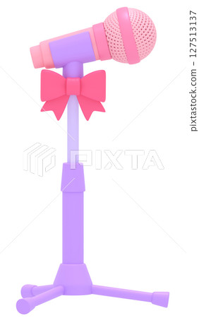 Pink microphone and microphone stand with ribbon 127513137