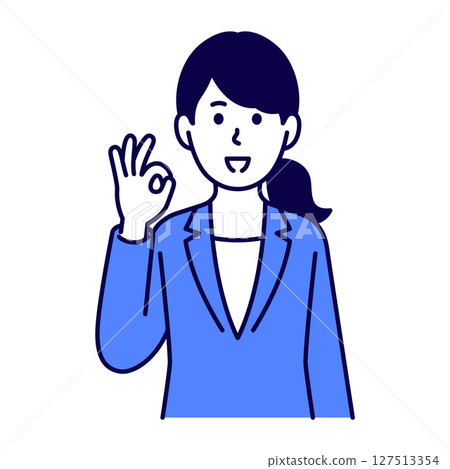 穿著一個好標誌的衣服的一名婦女 127513354
