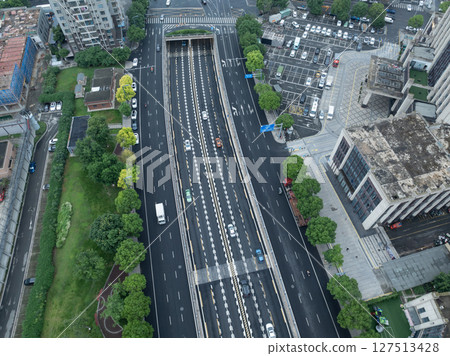 Chengdu,China- June 02,2024,Aerial view of landscape in Chengdu city, China 127513428
