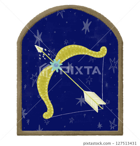 射手座-12 星座的可愛手繪插圖 127513431