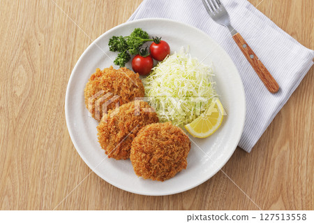 Delicious looking minced meat cutlet Delicious looking minced meat cutlet 127513558