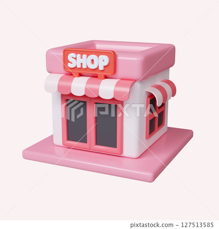 Retail charm with a cute pink shop display. 3D render illustration Retail charm with a cute pink shop display. 3D render illustration 127513585