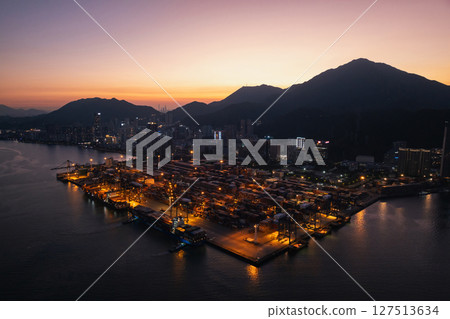 Aerial view of Yantian international container terminal in Shenzhen city, China 127513634