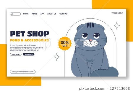 Flat Style Cat Illustration for Animal Day Celebration Social Media Landing Page Templates Flat Style Cat Illustration for Animal Day Celebration Social Media Landing Page Templates 127513668