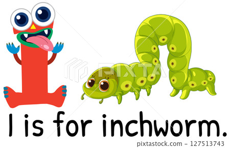 Playful Alphabet Illustration with Inchworm Playful Alphabet Illustration with Inchworm 127513743