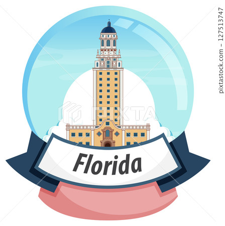 Florida Landmark in Snow Globe Illustration 127513747