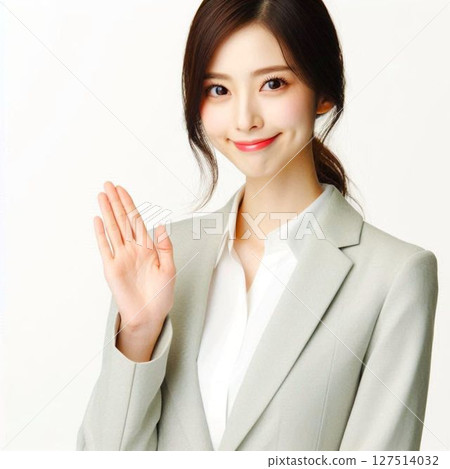 Business woman waving her hand 127514032