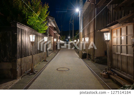 Night view of Aikawa-Kyomachi Street, Sado Island Night view of Aikawa-Kyomachi Street, Sado Island 127514184