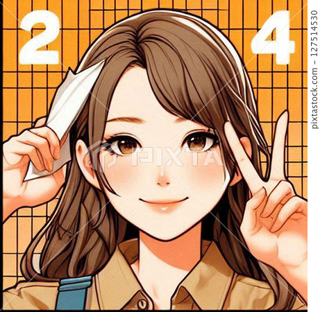 笑容燦爛的日本年輕女性插畫！ 10多歲、20多歲、30多歲、40多歲的年輕一代！打工AIOL 127514530