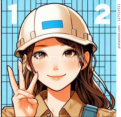 笑容燦爛的日本年輕女性插畫！ 10多歲、20多歲、30多歲、40多歲的年輕一代！打工AIOL 127514531