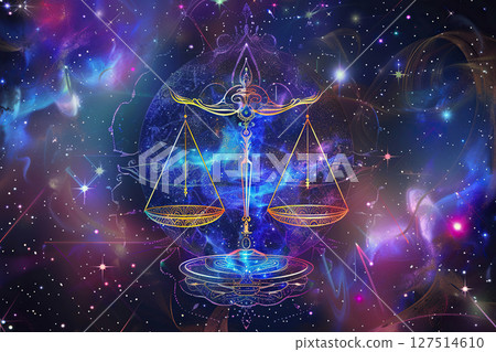 Abstract composition with concept of Libra zodiac sign symbol 127514610