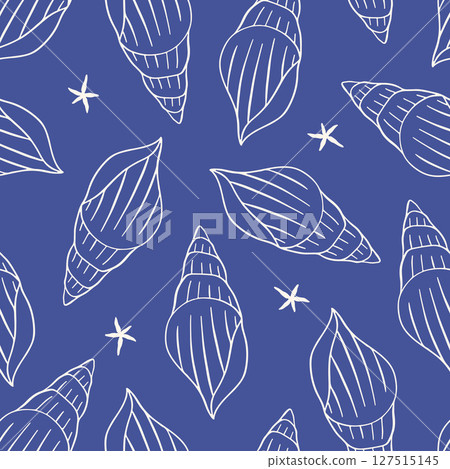 Hand drawn whimsical seashell pattern 127515145