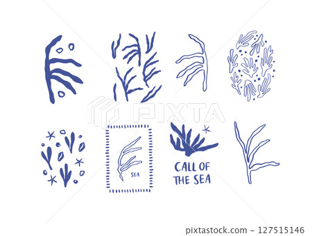 Hand drawn whimsical coral set Hand drawn whimsical coral set 127515146