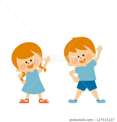 孩子做廣播操的插圖素材 孩子做廣播操的插圖素材 127515227