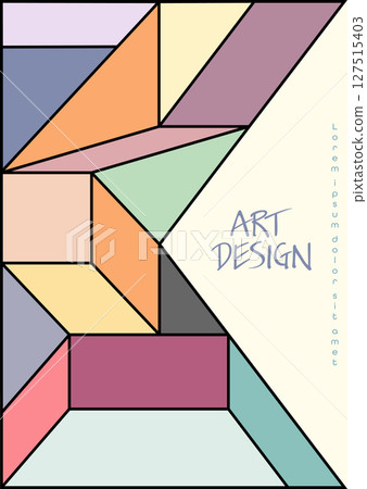 Colorful mosaic of geometric shapes. Geometric abstraction. Cover, design and creative ideas background template 127515403