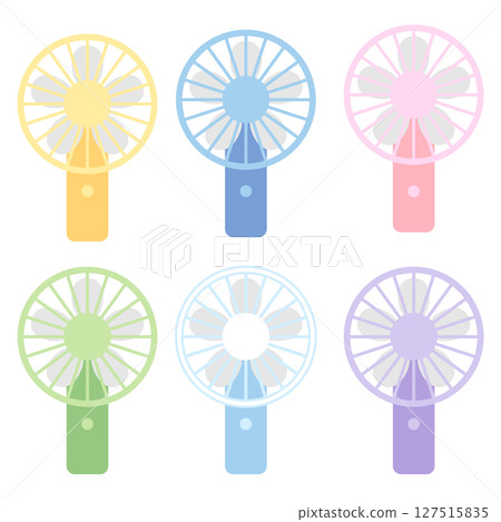 Handy fan illustration set Handy fan illustration set 127515835