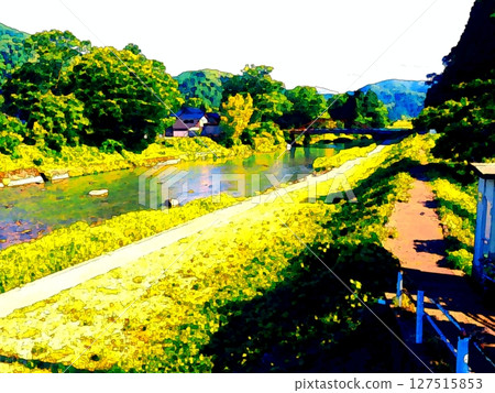 Rural landscape with a river Rural landscape with a river 127515853