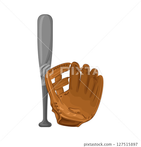 Illustration of Baseball gloves and bat Illustration of Baseball gloves and bat 127515897