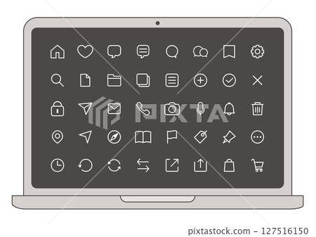 Laptop and set of UI icons 127516150