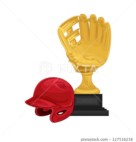 Illustration of Baseball trophy and helmet Illustration of Baseball trophy and helmet 127516238