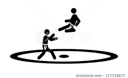 Set of stick figures, karate martial art, flat vector illustration. 127516673