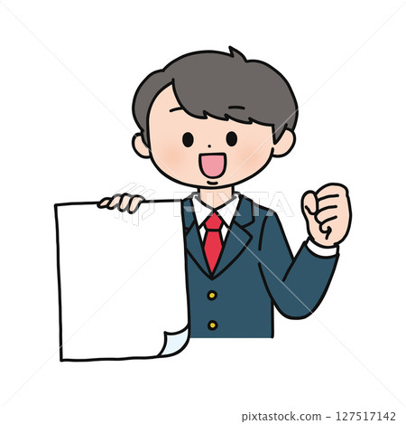 一名男子拿著一張紙擺姿勢 一名男子拿著一張紙擺姿勢 127517142