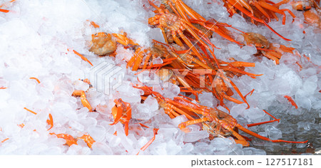 剛捕撈的紅雪蟹 剛捕撈的紅雪蟹 127517181